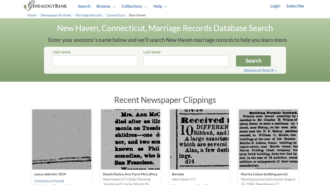 New Haven, Connecticut, Marriage Records Online Search